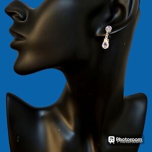 D'JOY 925 Silver Tanzanite CZ Chandalier Princess Drop Earrings